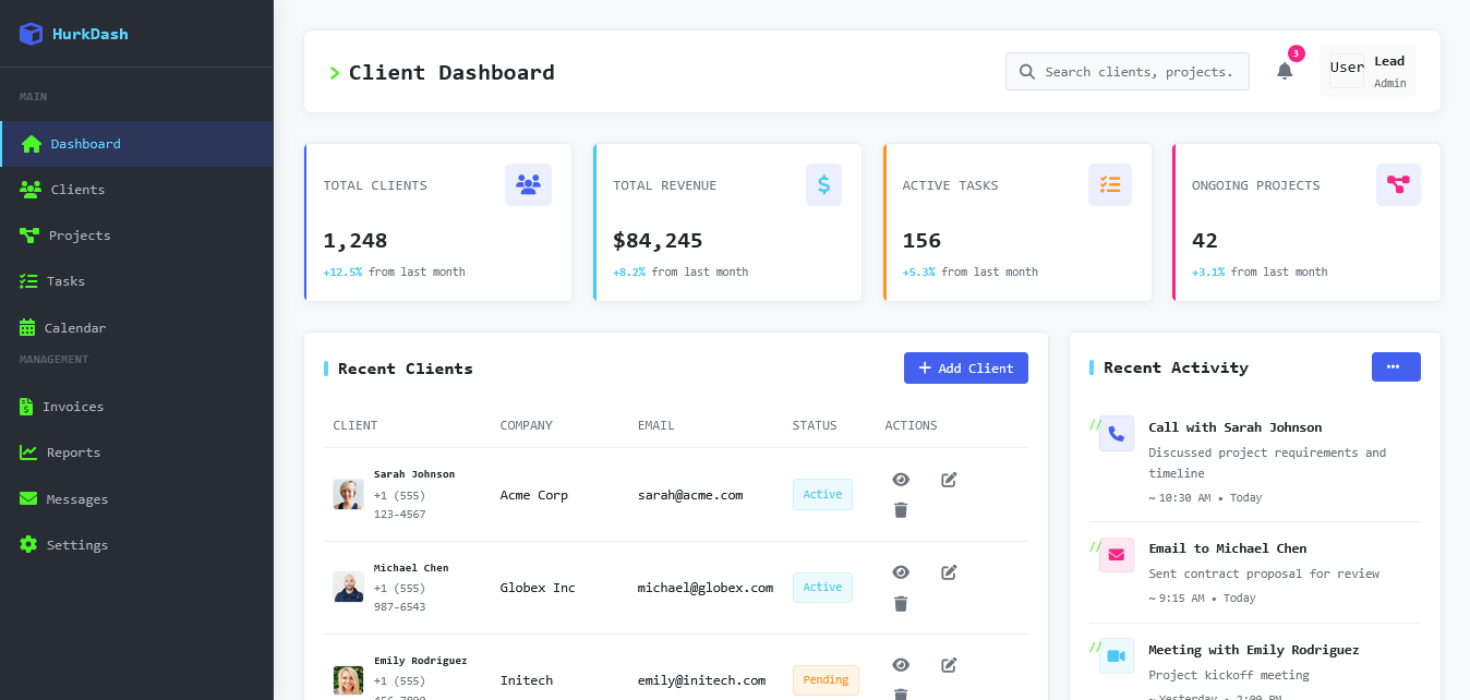 Client Management Dashboard